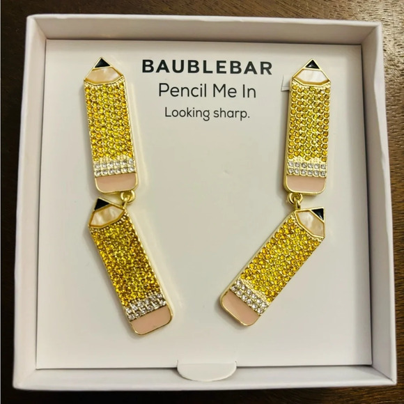 NEW BaubleBar pencil me in looking sharp gem detailed earrings - Picture 1 of 2